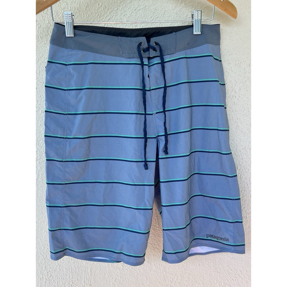 Patagonia Hydropeak Board Shorts Stranded Stripe Light Plume Grey Mens’s Size 29